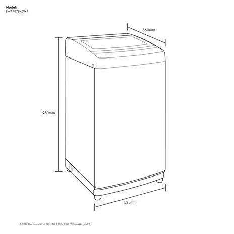 Electrolux Mesin cuci Top Loading UltimateCare 7kg - EWT7078K6WA